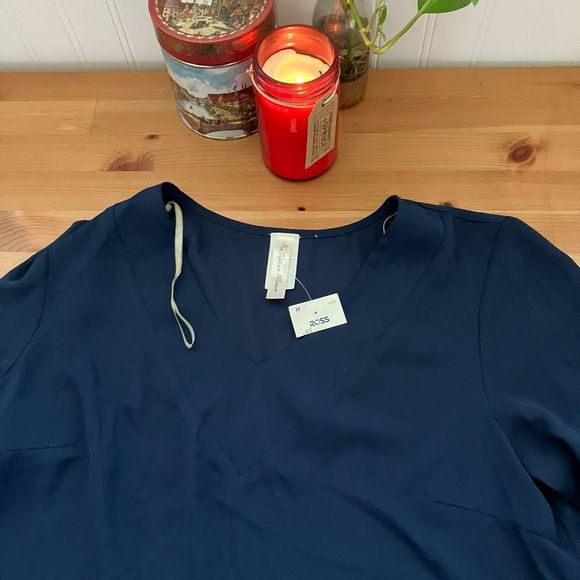 Perceptions Tops - PerSeption Women Blue V Neck Long Sleeve Semi Sheer Blouse Size 1X New With Tag